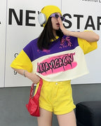 Women's Color Block Short T Shirt