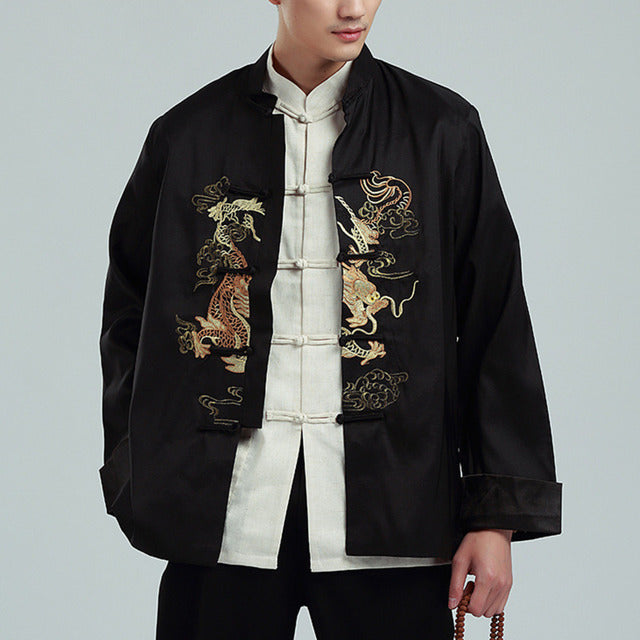 Men's Chinese Style Embroidered Dragon Jacket