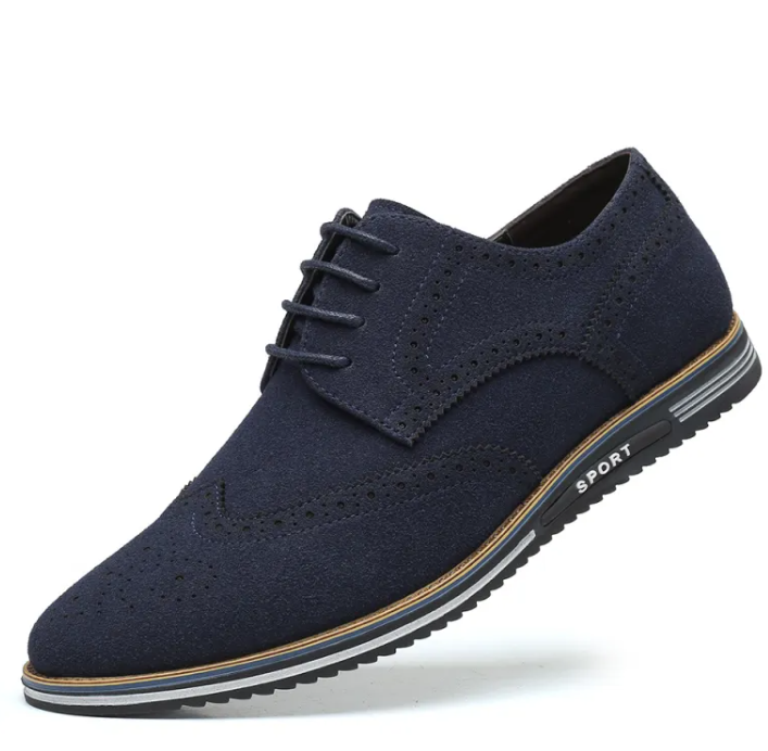 Men's British Suede Low Tops ILLUSION CO Blue 41