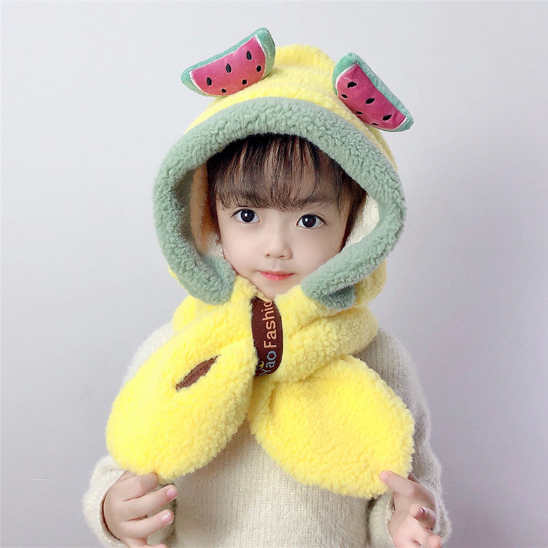 Children's Thick Warm Scarves And Hats With Cute Designs