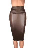 Women's Bodycon Leather Midi Skirt