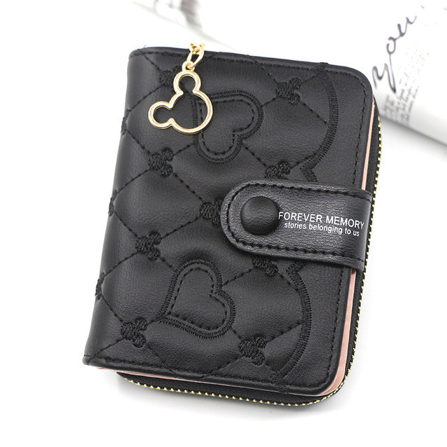 Luxury Mini Coin Wallet for Women - Red & Black Leather