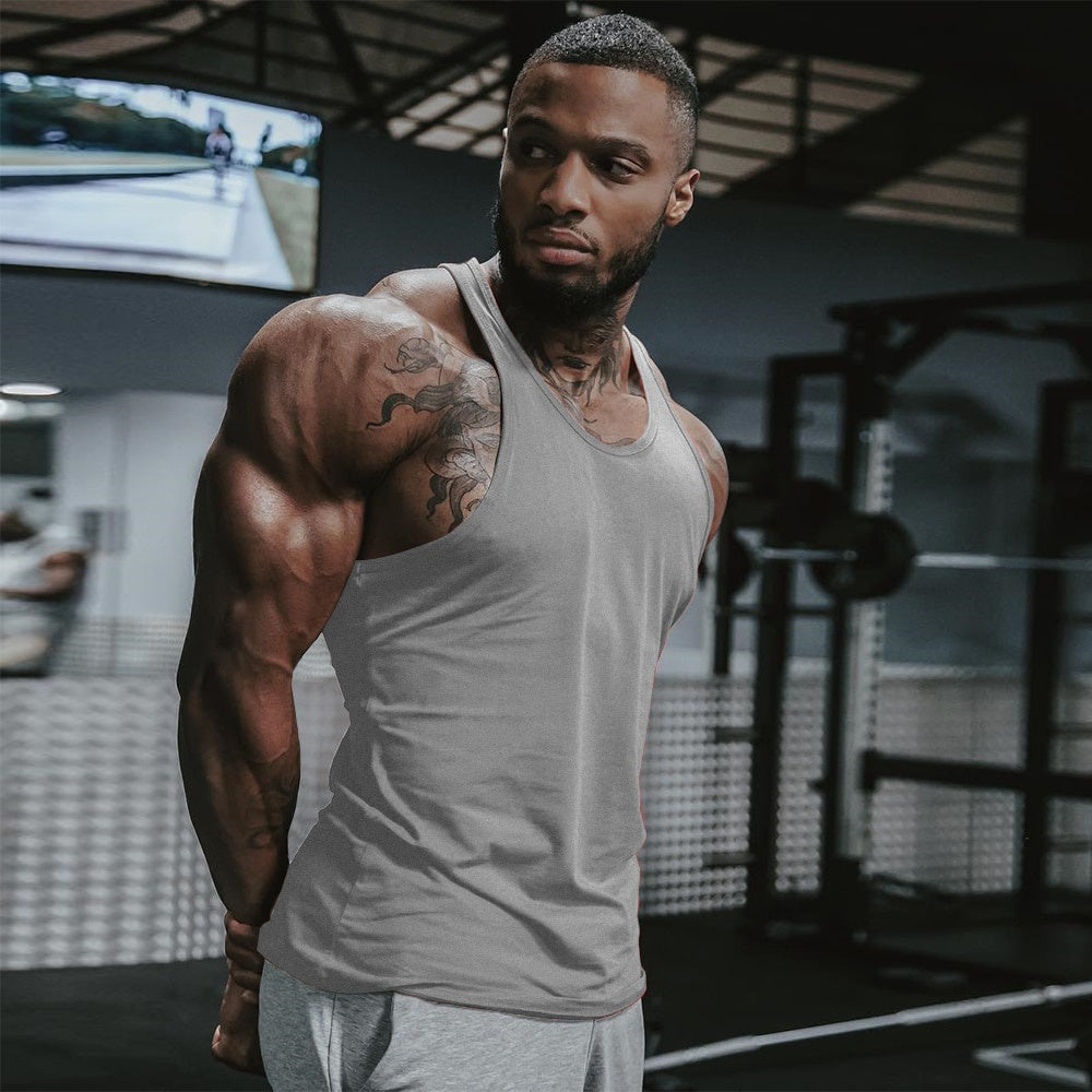 Men's Fitness Elastic Muscle Wide Shoulder Tank Top