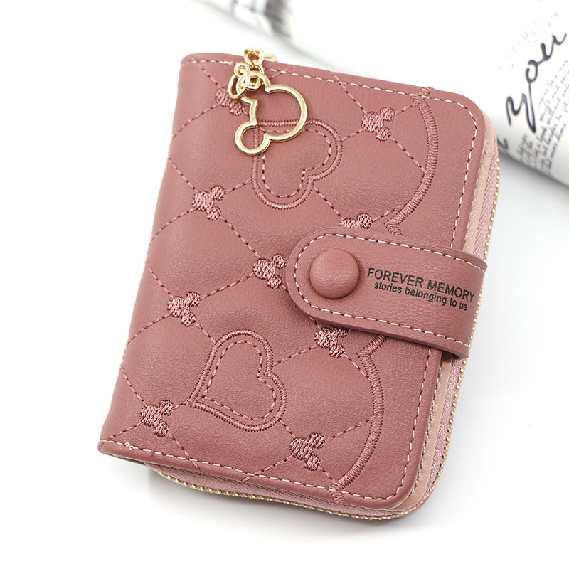 Luxury Mini Coin Wallet for Women - Red & Black Leather