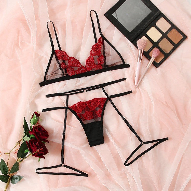 Women's Lace Embroidered Sexy Lingerie Set Women's Lingerie Unbranded As Shown M