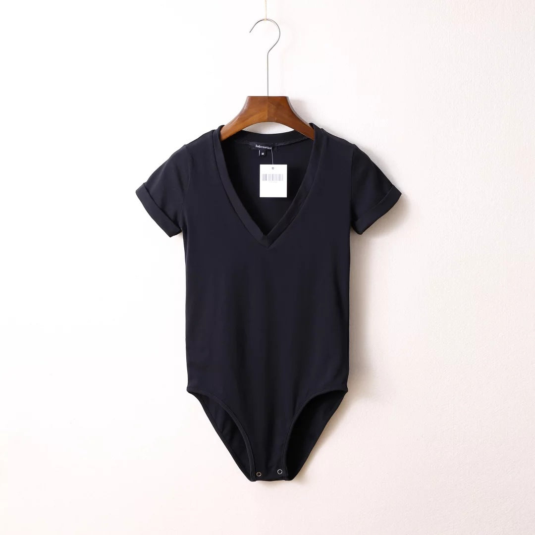 Women's Sexy Cross V Neck Slim Fit Short Jumpsuit for Women