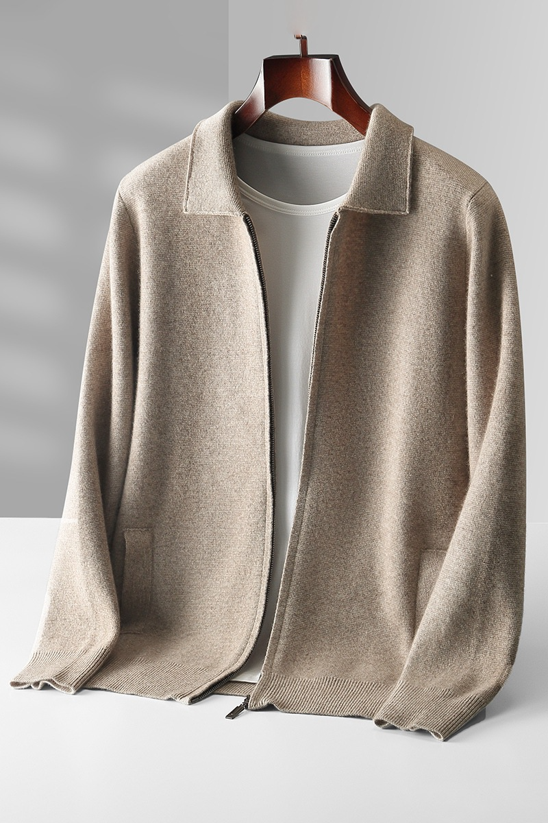Men's Wool Knit Cardigan Men's Sweater Unbranded Camel XXL Main image