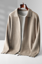 Men's Wool Knit Cardigan ILLUSION CO Camel S