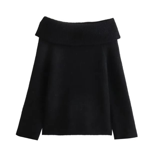 Women's Off Shoulder Pullover Sweater Women's Knitwear & Sweaters Unbranded Black L