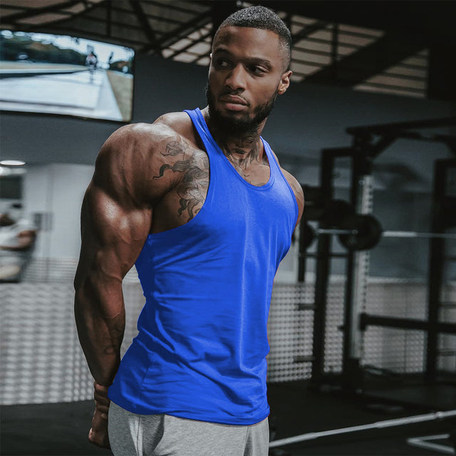 Men's Fitness Elastic Muscle Wide Shoulder Tank Top