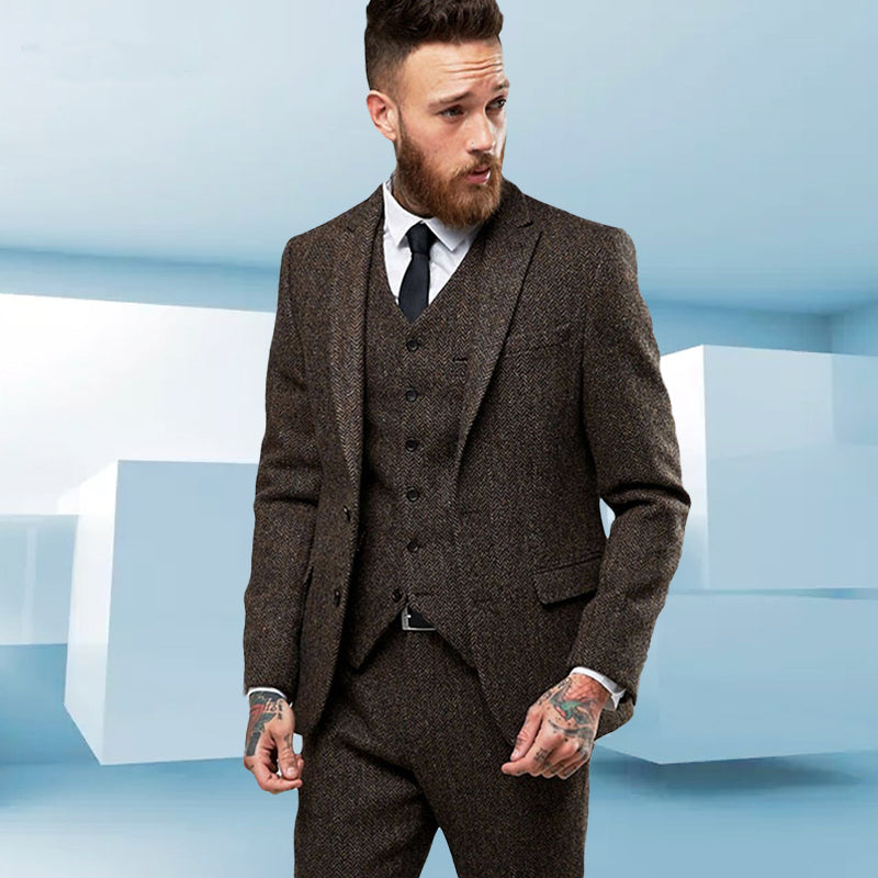 Men's Slim Fit 3 Piece Suit for Weddings and Events Men's Suits & Tuxedos Unbranded Coffee 5XL Main image