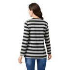 Women's Striped V Neck Maternity Nursing Tops