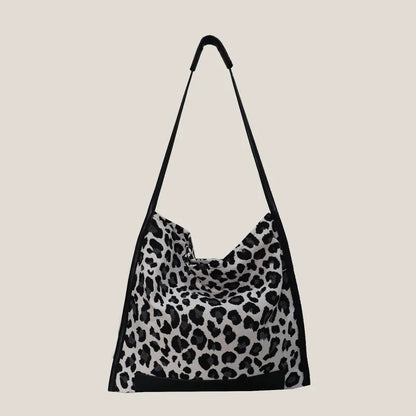 Leopard Print Canvas Shoulder Bag