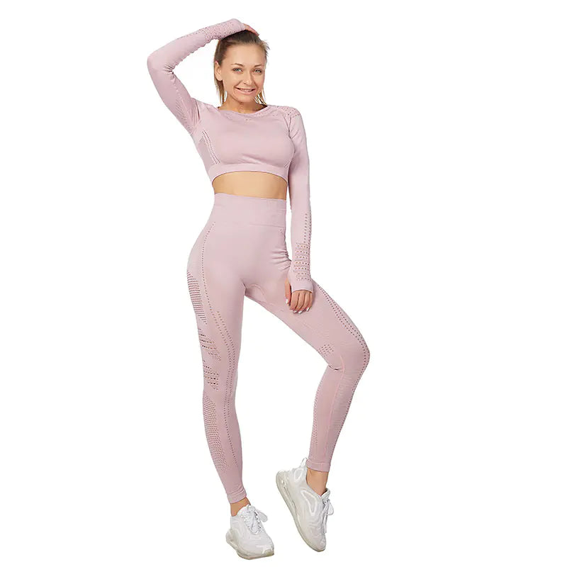 Women's Long Sleeve Yoga Set Plus Size Activewear