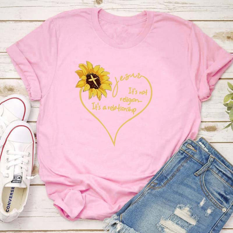 Women's Sunflower Print Casual T Shirt