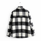 Women's Black & White Plaid Shirt Jacket