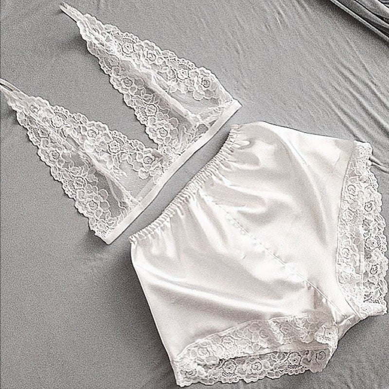 Women's Lingerie Set With Sexy Lace Sleepwear Women's Lingerie Unbranded White S