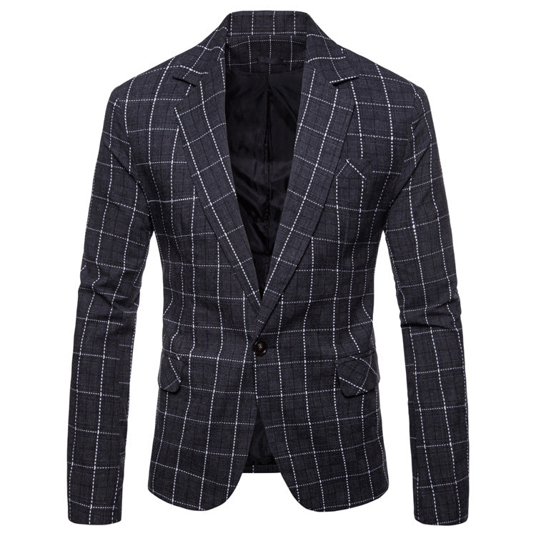 Men's Stylish Casual Plaid Suit Jacket
