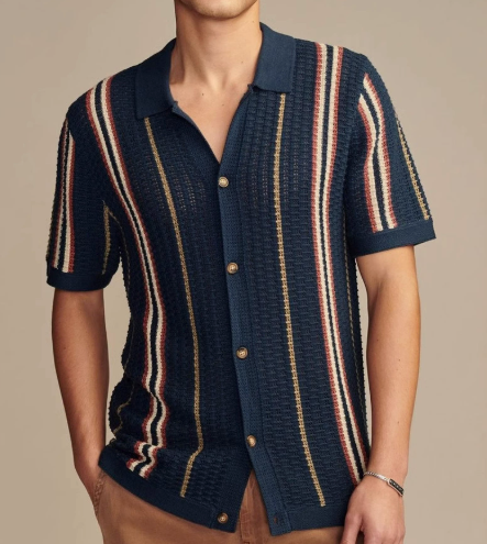 Men's Casual Hollow Knit Polo Shirt