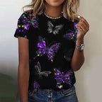 9335793D Butterfly Print T Shirt