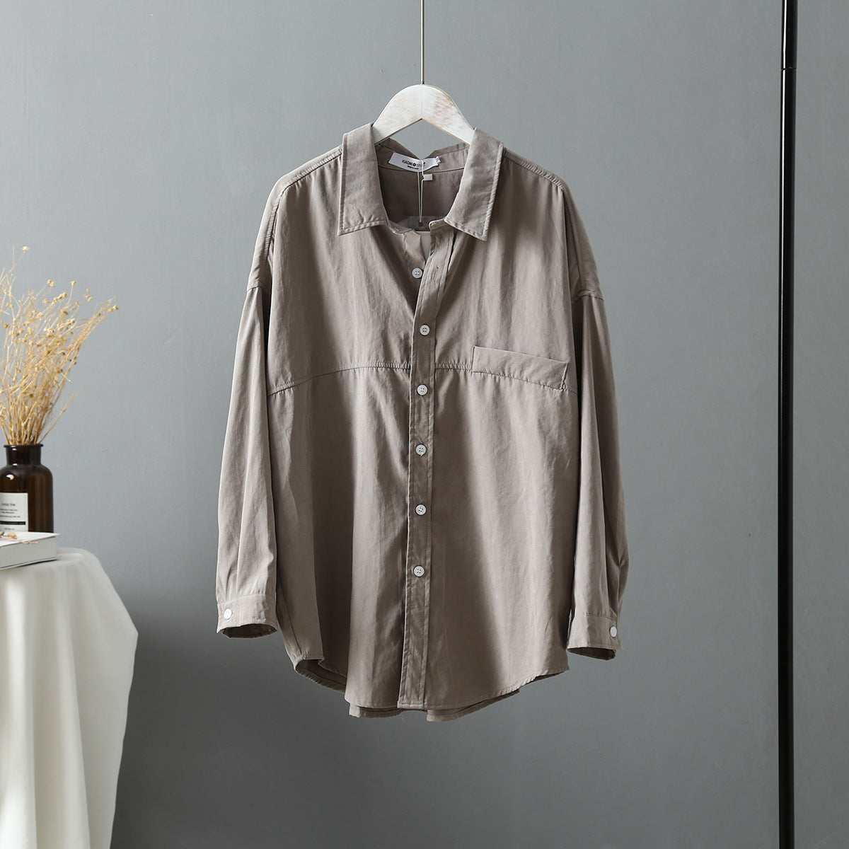 Women's Loose Plain Shirt Jacket