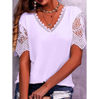 Women's V Neck Loose Short Sleeve Tops Women's Tops & T-shirt Unbranded Light Purple L