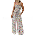 Women's Bohemian Floral Spaghetti Strap Wide-Leg Jumpsuit for Women