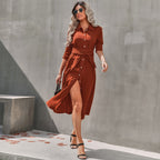 Women's Slim Single Breasted Shirt Dress