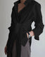 Women's Loose Tie Long Sleeve Casual Shirt Women's Shirt Unbranded Black S