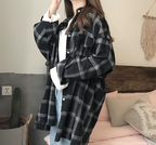 Women's Irregular Plaid Long Sleeve Shirt
