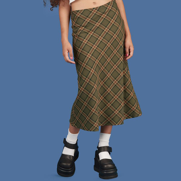 Women's Vintage Plaid Mermaid Skirt