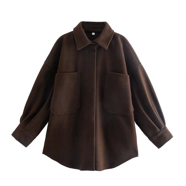 Women's Casual Camel Woolen Shirt