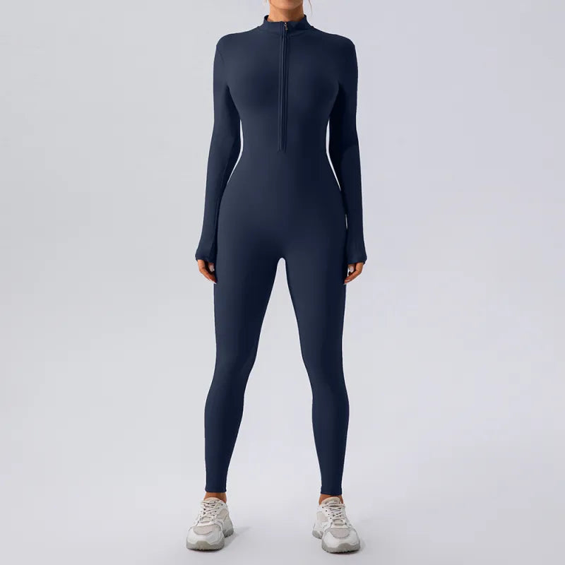 Women's High Elastic Zipper Yoga Jumpsuit