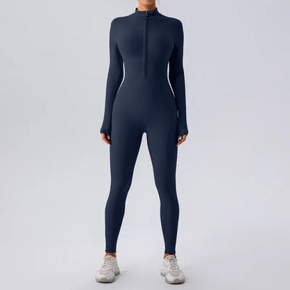 Women's High Elastic Zipper Yoga Jumpsuit
