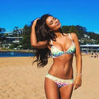 Women's Ribbed Zig Zag Tie Side Bikini