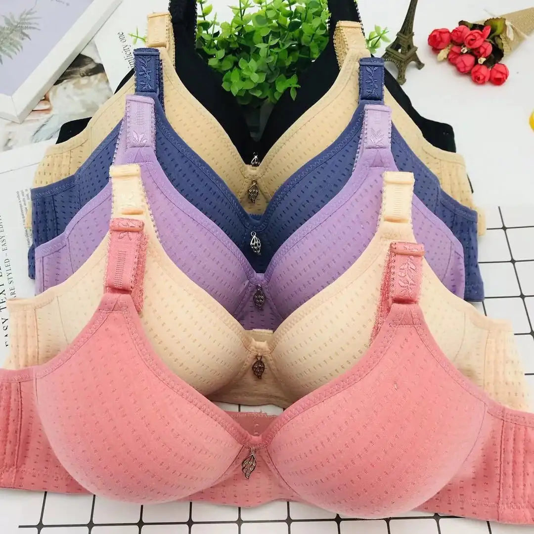 6 Pieces Large Cotton Moms Steel Rimless Bra