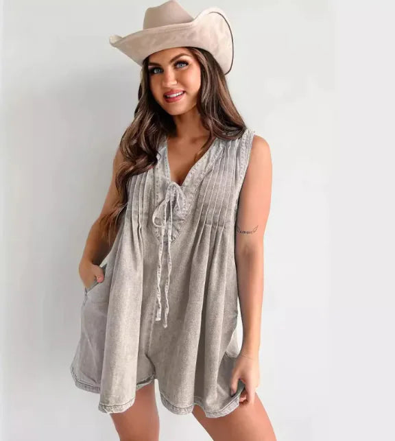 Women's Denim Sleeveless Jumpsuit