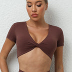 Women's Slim Fit V Neck Yoga Tee Stylish & Sporty Activewear