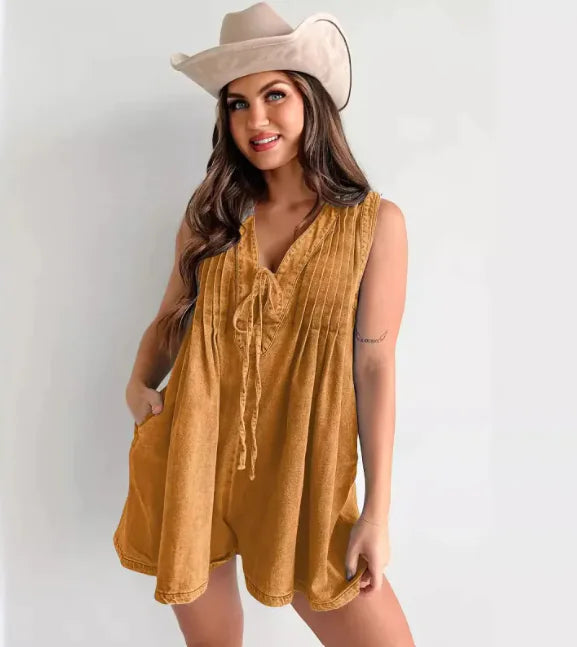 Women's Denim Sleeveless Jumpsuit