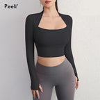 Women's Yoga Fitness Activewear Faux Two Piece Tops
