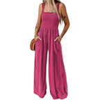 Women's Smocked Square Wide Leg Jumpsuit