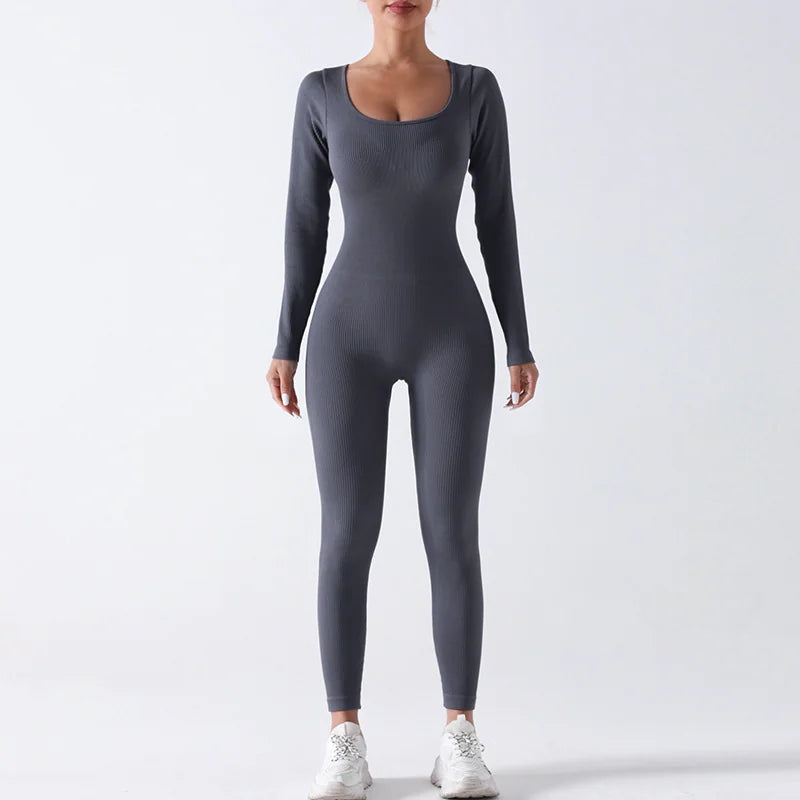 Women's Seamless Yoga Jumpsuit Long Sleeve