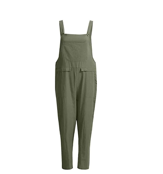 Women's Cotton Linen Overall Jumpsuit