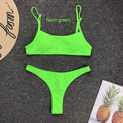 Women's Plain Bandeau Bikini Swimsuit