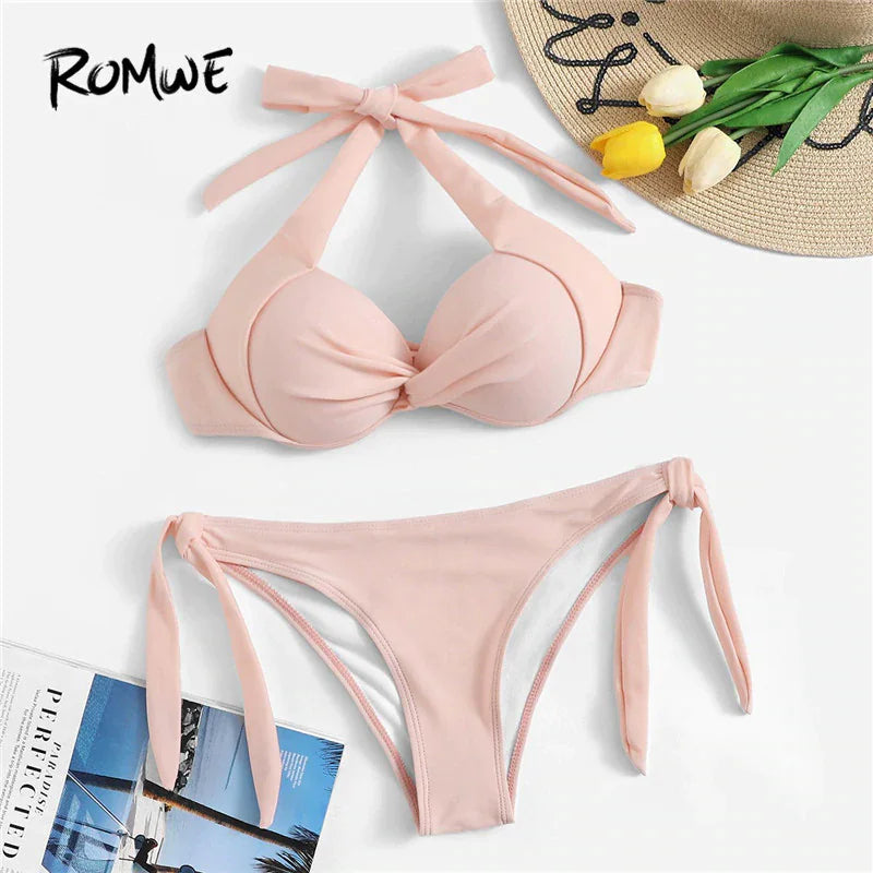 Women's Knotted Bandeau Bikini Set