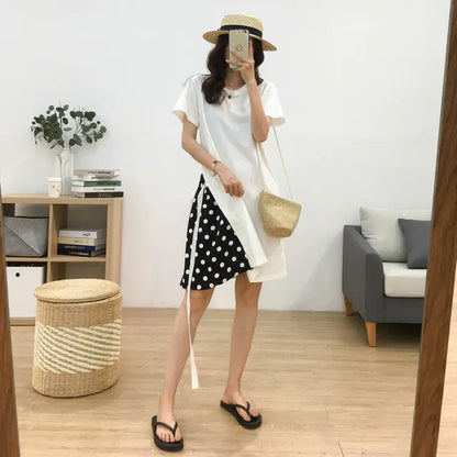 Women's Polka Dot Chiffon Dress With Side Ties