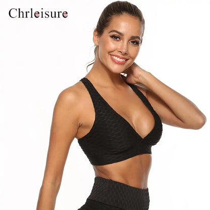 Women Fitness Deep V Neck Backless Breathable Bra