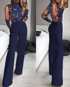Women's Elegant Contrast Stitch Jumpsuit
