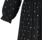Women's Plus Size Polka Dot Long Sleeve Bohemian Maxi Dress