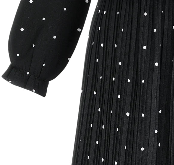Women's Plus Size Polka Dot Long Sleeve Bohemian Maxi Dress